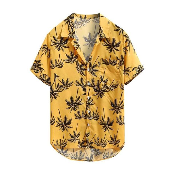 

men's casual shirts print brand summer beach shirt short sleeve lapel printed tropical leaf pattern hawaiian holiday camisa, White;black