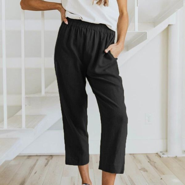 

women's pants & capris women's for women solid tightness cotton linen trousers pocket casual clothes japanese, Black;white