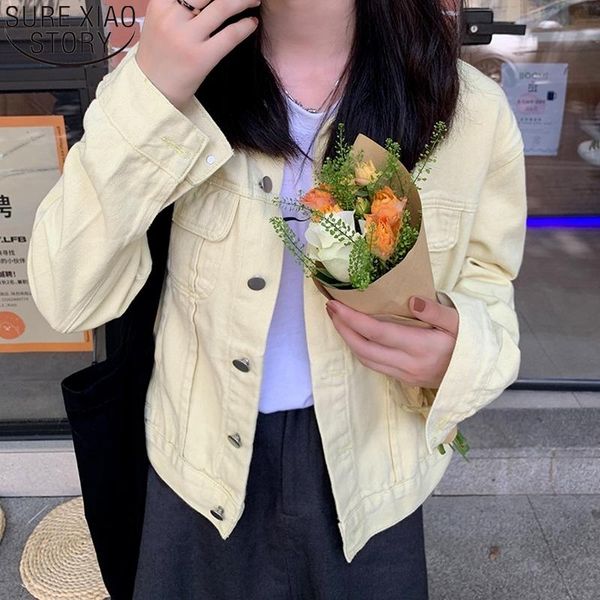 

women's jackets women korean coats autumn and winter simple solid denim jacket thick clothes vintage loose jean 17075, Black;brown