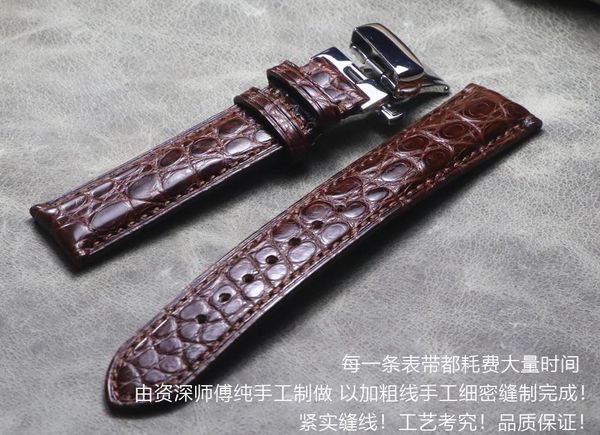 

watch bands handmade crocodile pattern luxury design leather watchbands with automatic buckle men band 18 19 20 21 22mm straps, Black;brown