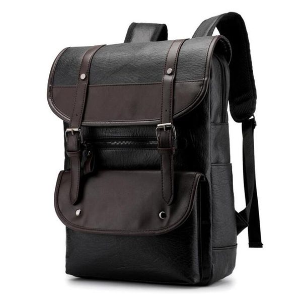 

backpack 2021 vintage men's bags man casual pu leather men mochila travel for lapbusiness big capacity