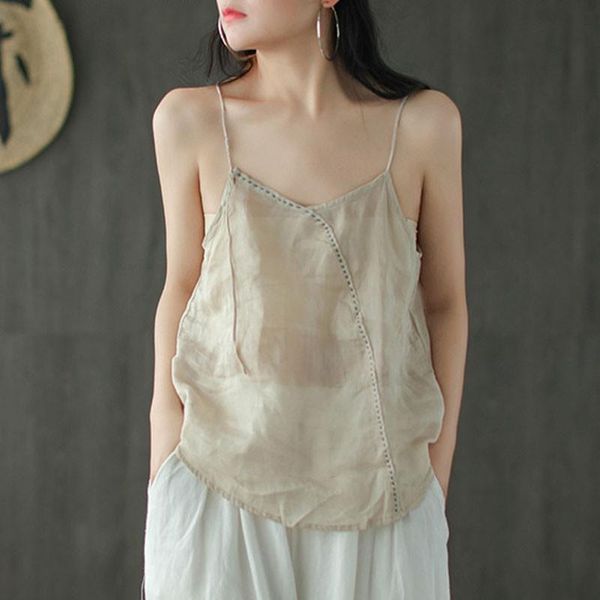 

women's tanks & camis johnature summer fashion retro patchwork embroidery 7 color suspenders t-shirts 2021 simple comfortable all-match, White