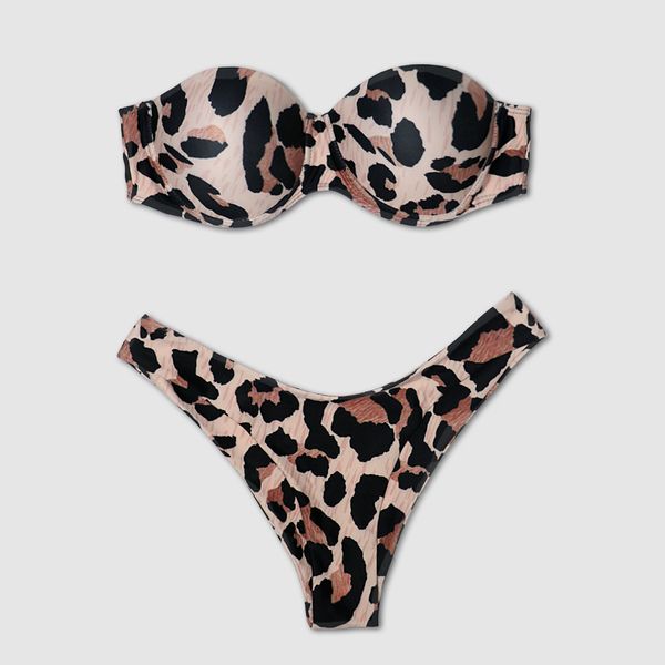 

2021 leopard bikini print swimwear women swimsuit push up bathing suit brazilian female summer beach wear biquini 3781by