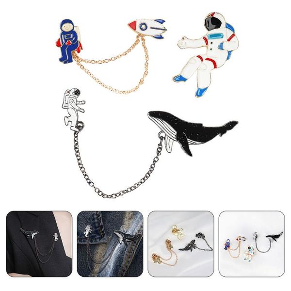 

pins, brooches 3 sets of japanese cartoon alloy astronaut, Gray