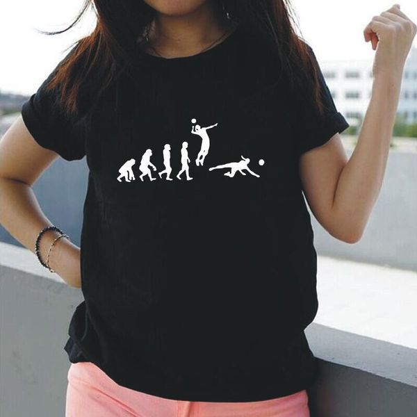 

women's t-shirt funny harajuku shirt tee femme short sleeve volleyball player evolution plus size t women casual camiseta mujer, White
