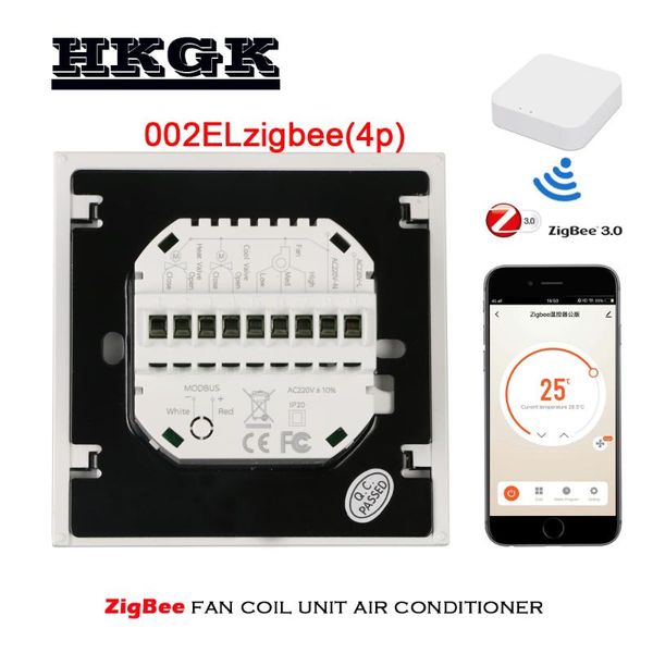 

smart home control 2p4p fan coil thermostat, connected to zigbee gateway hub,control heat&cool compatible with tuya app remote alexa google