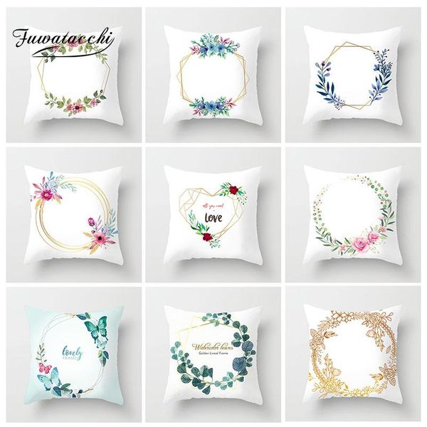 

cushion/decorative pillow fuwatacchi printed floral cushion cover colorful white round line for home car sofa decoration pillowcase