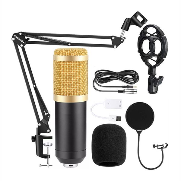 BM800 Studio Condenser Microphone Bundle V8 Sound Card для веб -трансляции Live Studio Recording Singing Roadcasting