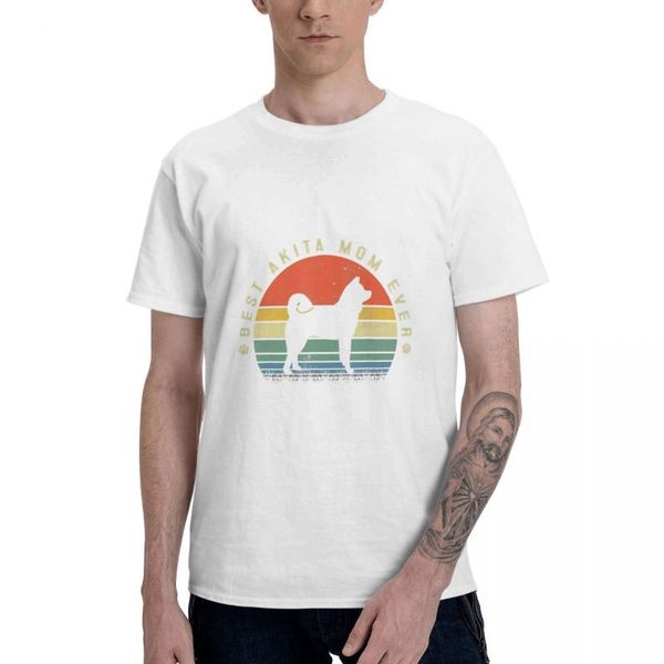 

men's t-shirts akita mom ever funny dog gifts graphic tee basic short sleeve t-shirt, White;black