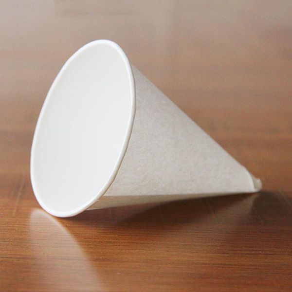 

disposable cups & straws 500pcs cone paper white ice cream container eco-friendly water cup for airport street stall restaurant