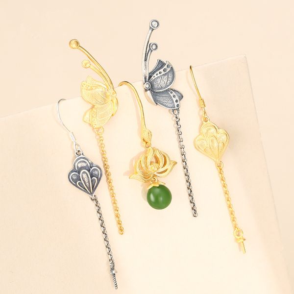 

earrings hook settings retro classical solid 925 sterling silver women jewelry settings ear wire hooks diy handcraft, Slivery;crystal
