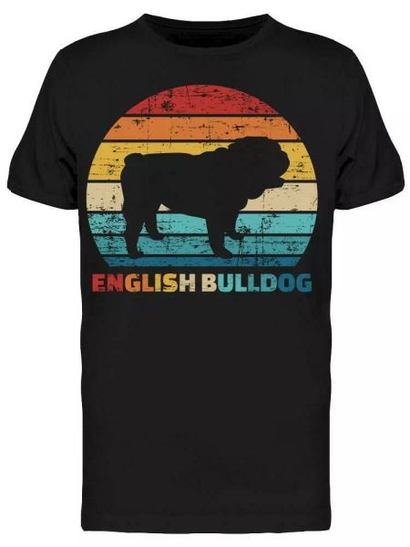 

English Bulldog Silhouette Tee Men's -Image by Shutterstock, White;black