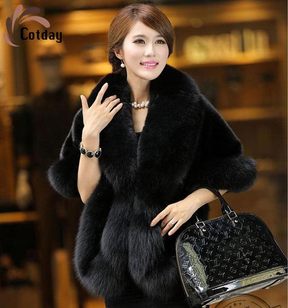

women's fur & faux cotday coat cape looks 2021 thin mink women autumn and winter like shawl short, Black