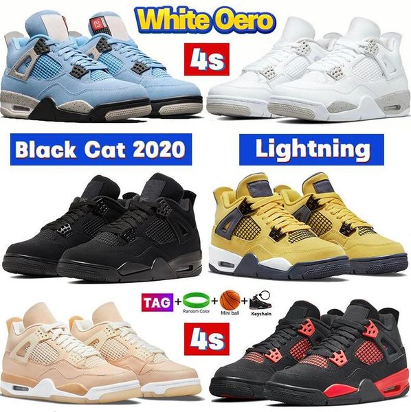 

high 4s 4 basketball shoes university blue white oero black cat lightning shimmer bred pure money red thunder metallic purple mens designer