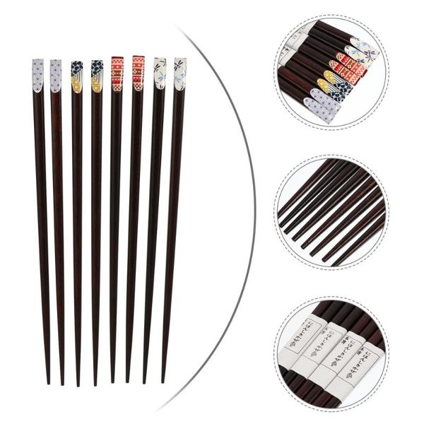 

chopsticks 4 pair household wooden japanese-style tableware printing