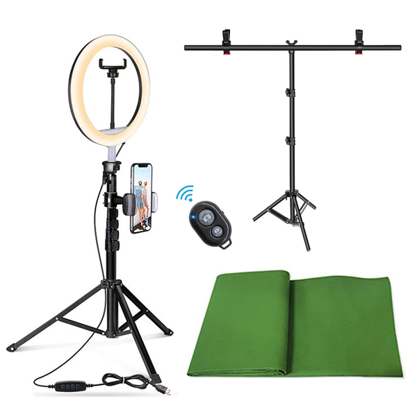 

flash heads 8" led selfie ring light with background stand backdrops pography lamp tripod for diy studio creator video maker