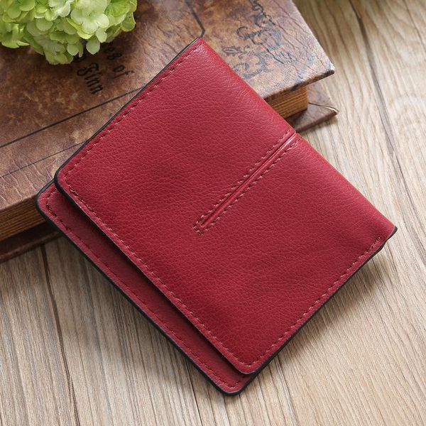 

wallets 2021 small wallet short card case coin purse ladies women, Red;black