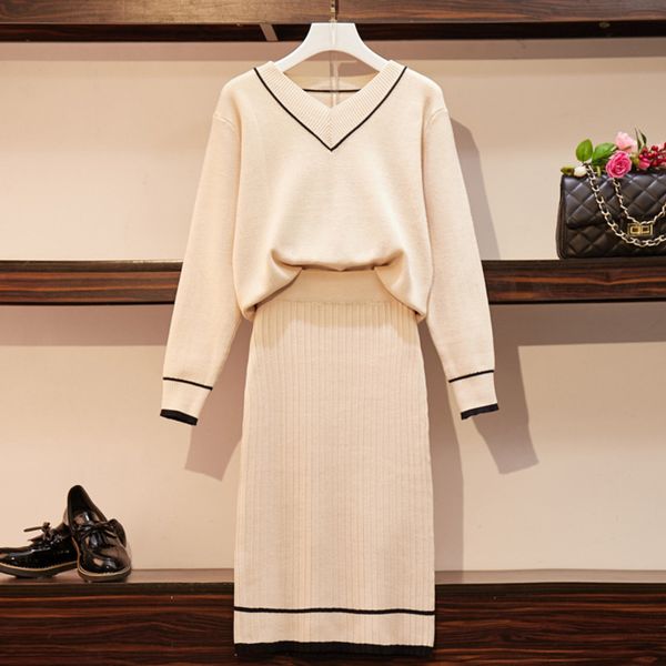 

women's sweaters set of two pieces female mesh, korean casual clothes for fall and winter, blouse + skirt, 2 rwtl, White;black
