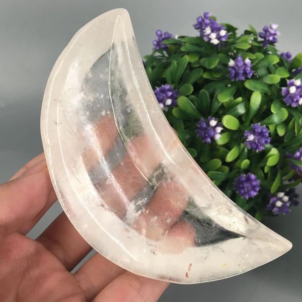 

natural clear quartz crystal moon crystal bowl reiki healing 1pc