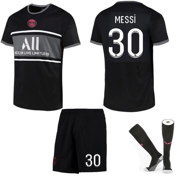 

2122 paris black soccer jersey no. 30 messi paris 2 away team match no. 7 mbape jersey, Gray