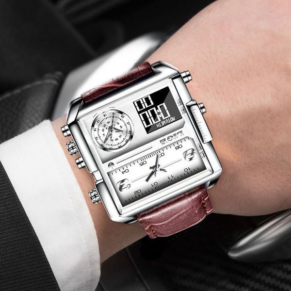 

lige men watches sports watch men luxury brand waterproof wristwatch men quartz led analog digital watches relogio masculino 210517, Slivery;brown