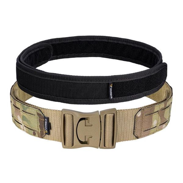 

waist support tactical seal two inch ronin belt laser cutting integrated camouflage plastic buckle outdoor, Black;gray