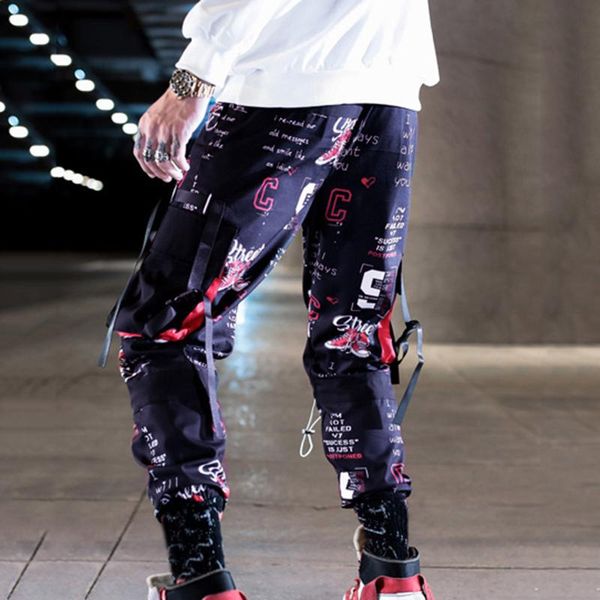 

men's pants men autumn winter hip hop joggers 2021 male trousers mens multi-pocket cargo skinny fit #t2g, Black