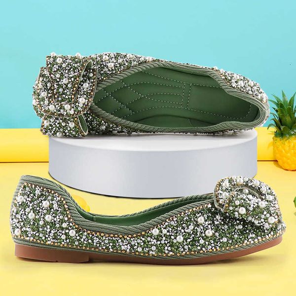 

dress shoes female casual flat shoes women loafers crystal pearl summer 2021 comfortable soft-soled round toe ladies uuym, Black