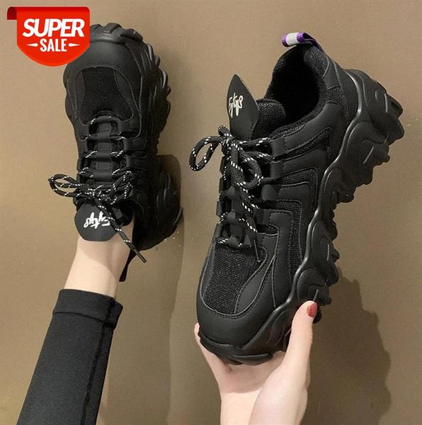 

women platform shoes 2020 summer new thick-soled sponge cake black dad shoes slim casual sports women sneakers #q831