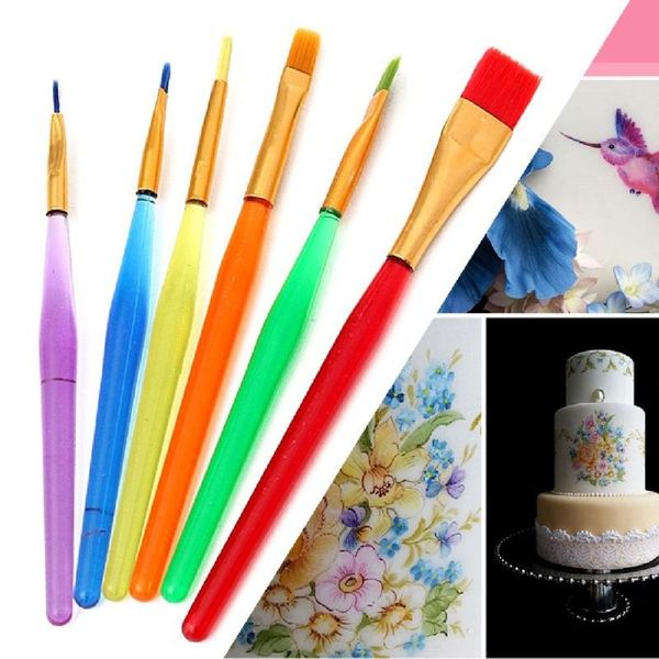 

baking & pastry tools 6pcs fondant cake decorating painting brush sugar craft diy tool flower modeling kitchen accessory