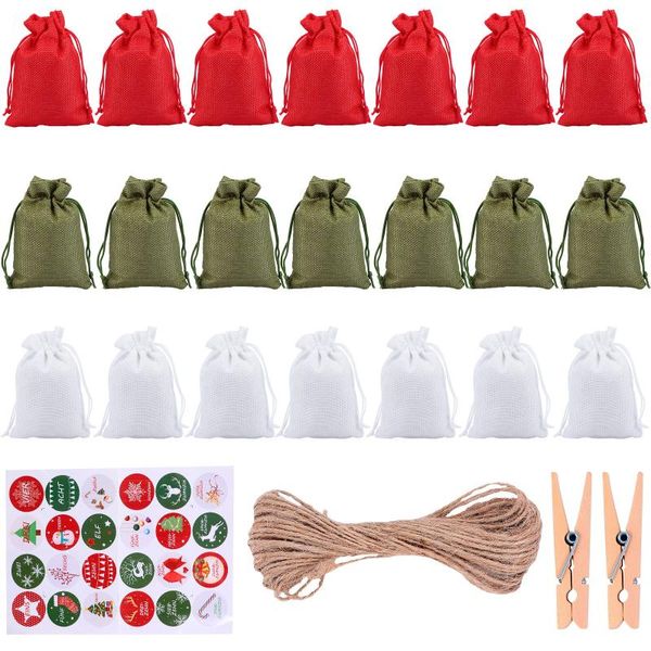 

gift wrap 1 set christmas wrapping bag candy pouch with sealing stickers clips rope