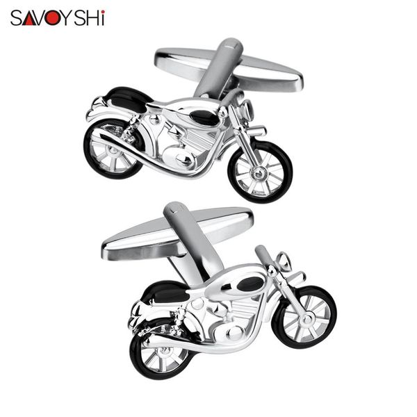 

savoyshi quality motorcycle cufflinks for mens shirt cuff buttons novelty enamel cufflink brand gift jewelry engraving name, Silver