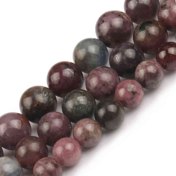 Natürliche Rubin-Saphire-Perlen, 5/6/7 mm, runde lose Abstands-Edelsteine, Perlen für Schmuckherstellung, DIY-Armbänder, 38,1 cm (15 Zoll) Mineralstein