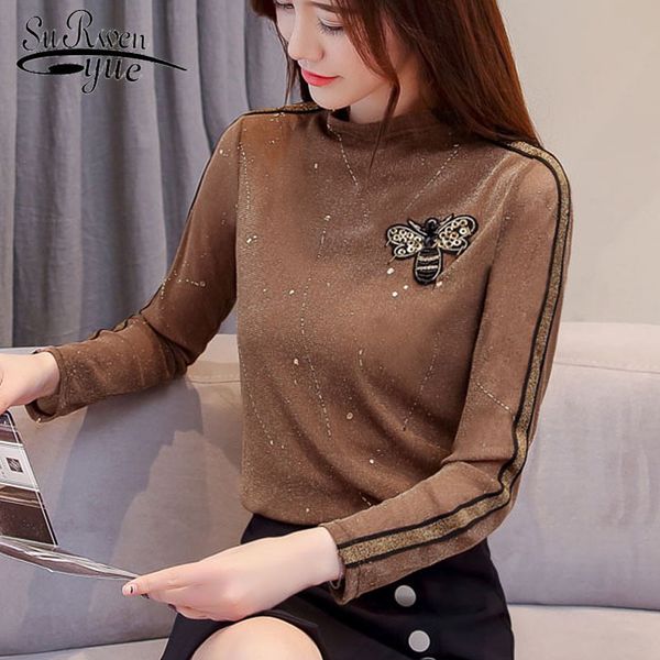 

women autumn loose clothes long sleeve bottom shirt patchwork fashion s blouse shirts vintage blusas 1445 45 210521, White