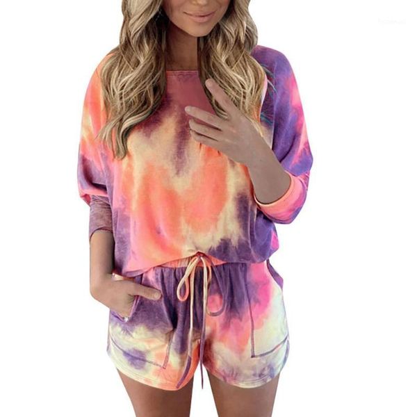 

yoga outfit womens tie-dye set seamless long sleeve 2 piece gym wear sport fitness t-shirt leggins tracksuit d2