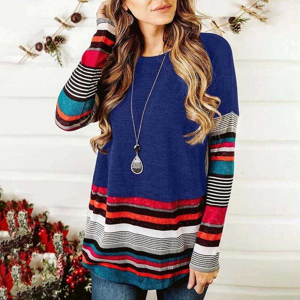 

stripe t-shirt women clothes summer fashion o neck long sleeve plus size tshirt ladies casual loose tee shirt femme ropa mujer 210608, White