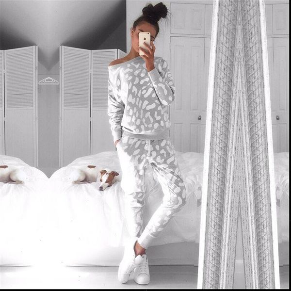 

autumn winter fashion set clothing womens tracksuits casual sweatshirt pants 2 pieces tracksuit hoodie warm suit, Gray