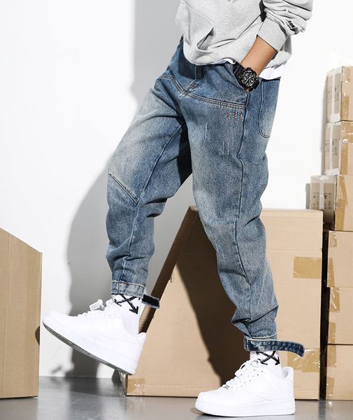 

style jeans men's loose japanese and korean retro blue hip-hop streetwear
