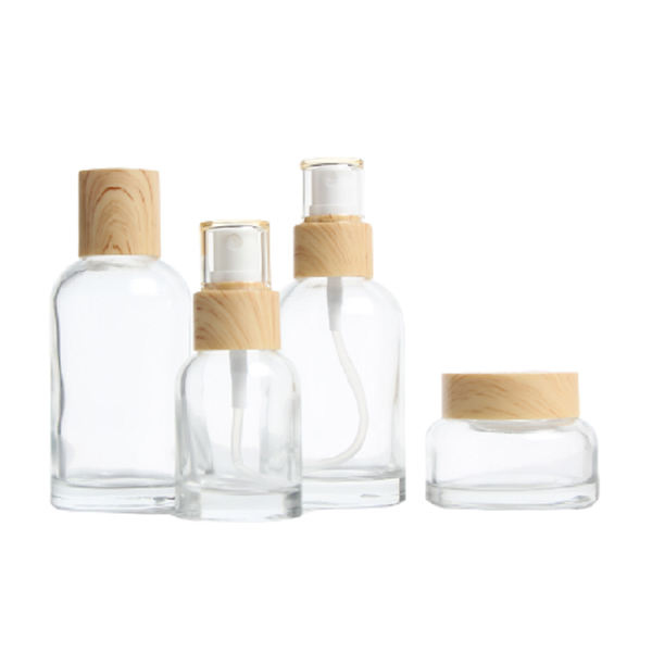 

storage bottles & jars 40ml 100ml 120ml wood pattern lid clear glass toner spray lotion pump 50g cream empty cosmetic packaging container