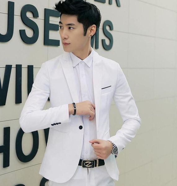 

men's suits & blazers wedding for men solid color mens blazer jacket slim fit casual coat clothing 2021 black white gray, White;black
