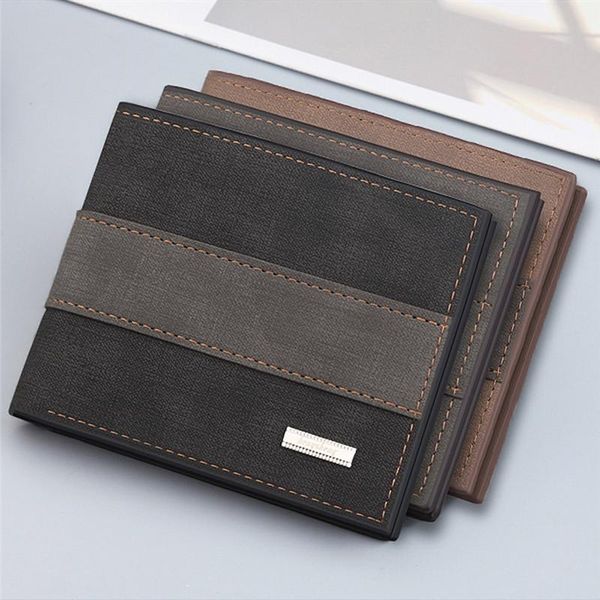 

wallets 2021 fashion men small wallet money purse coin bag zipper short male card holder slim, Red;black