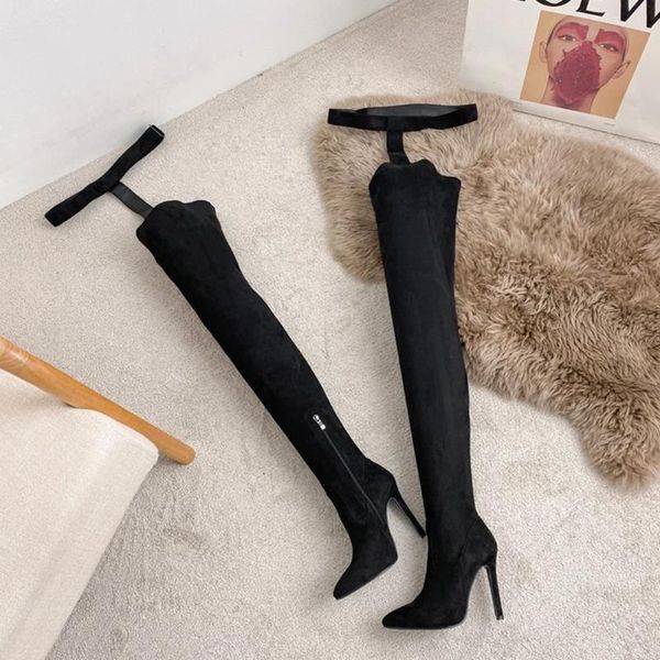 

boots sarairis fashion snake veins big size 43 pointed toe modern super high thin heels zipper women shoes, Black