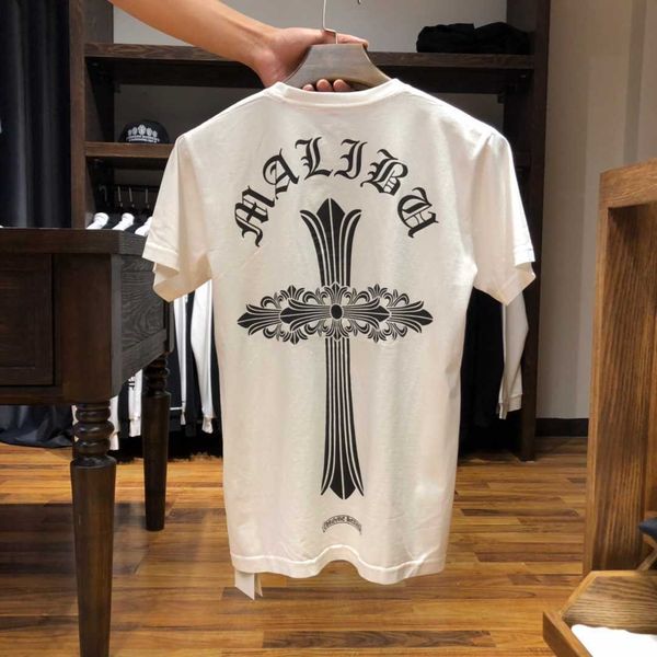 

fashion brand ch croxin short sleeve t-shirt men's and women's same print loose cotton t-shirt round neck lovers' half sleeve, White;black