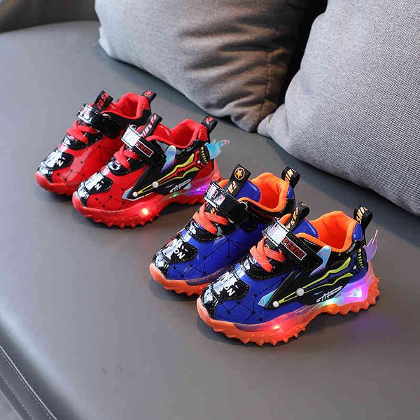 

baby shoes spring and autumn leather children's sports men's women's light-emitting casual small medium-sized, Black