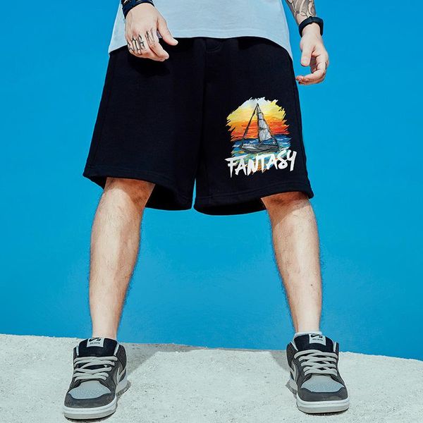 

summer loose shorts men's tide brand ins sports pants plus fertilizer to increase large size basketball, White;black