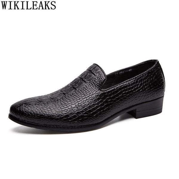 

dress shoes black loafers crocodile man mens fashion brown formal party for men 2021 zapatos hombre chaussure homme