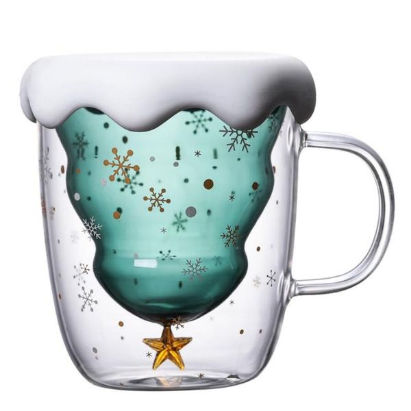 Tazze Piattini Creative Pyrex Star Cup Albero di Natale Double Layer Office Coffee