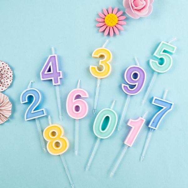 

1pcs 0-9 colorful/ gold number candle for birthday party baby shower wedding cake er decoration supplies candles