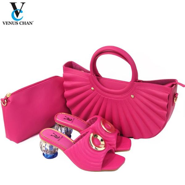 

dress shoes coming italian design slipper 2021 summer in fuchsia color and bag to match set nigerian high heels party with style, Black