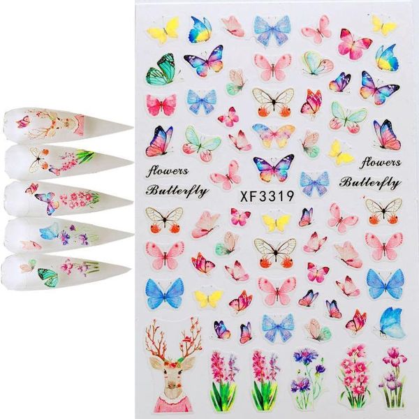 

piece butterfly water nail decal and sticker simple summer diy slider for manicure art watermark decor1, Black